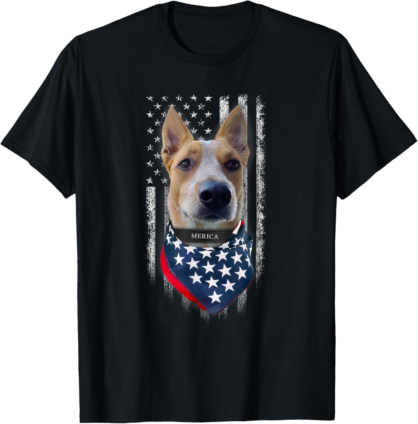American Flag Red Heeler Dog Women Kids Men T-Shirt - T-Shirt | Black