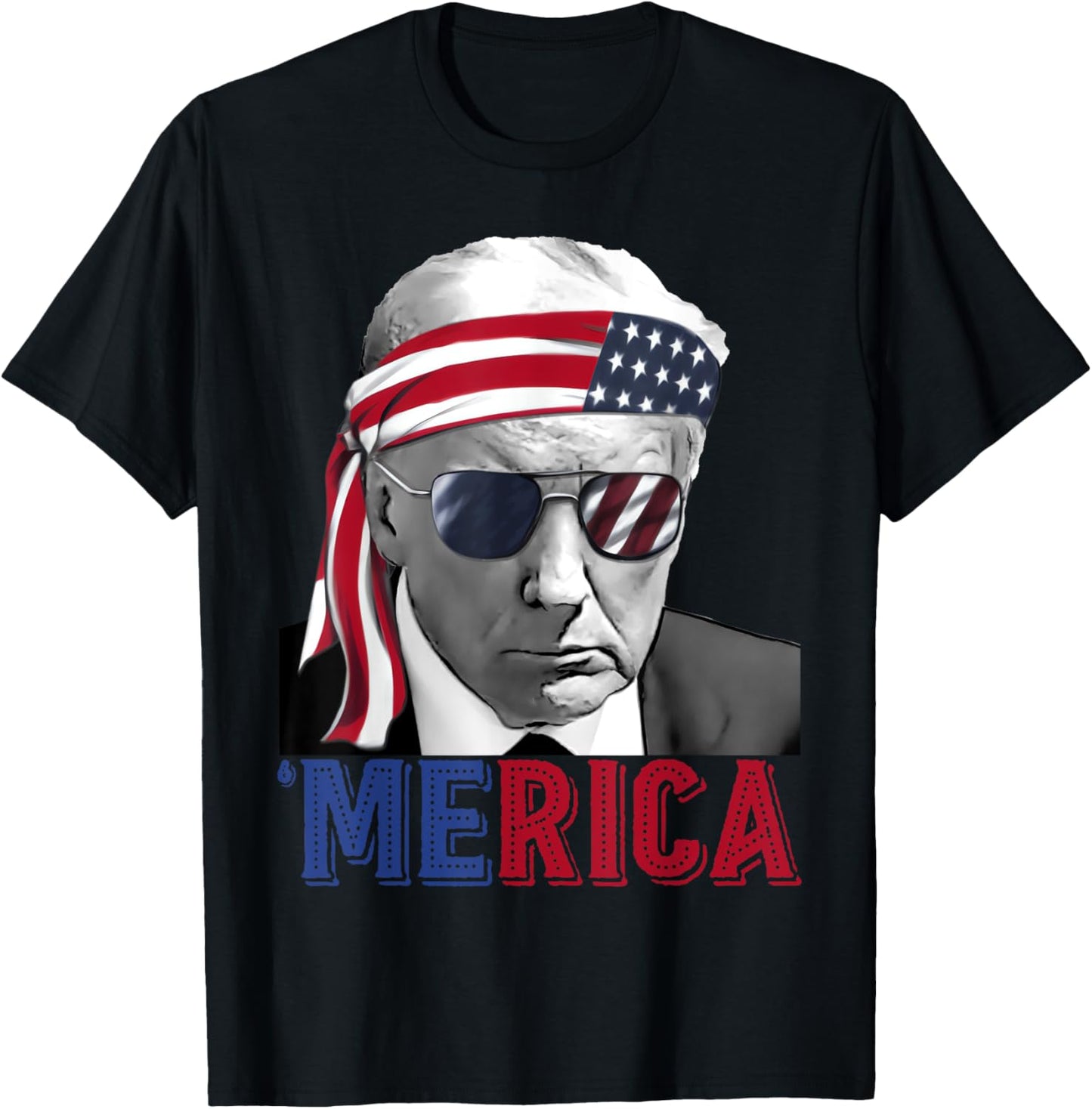 Happy 4th Of July 'MERICA TRUMP American Flag USA Women Girls Kids Men T-Shirt - T-Shirt | Black