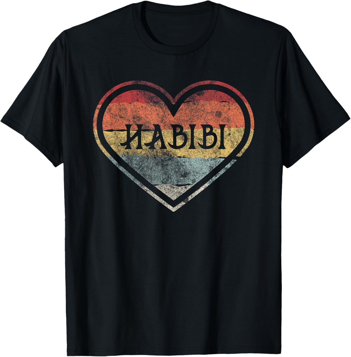 Habibi Retro Heart Arabic Arab Sweetheart Islam Muslim T-Shirt - T-Shirt | Black