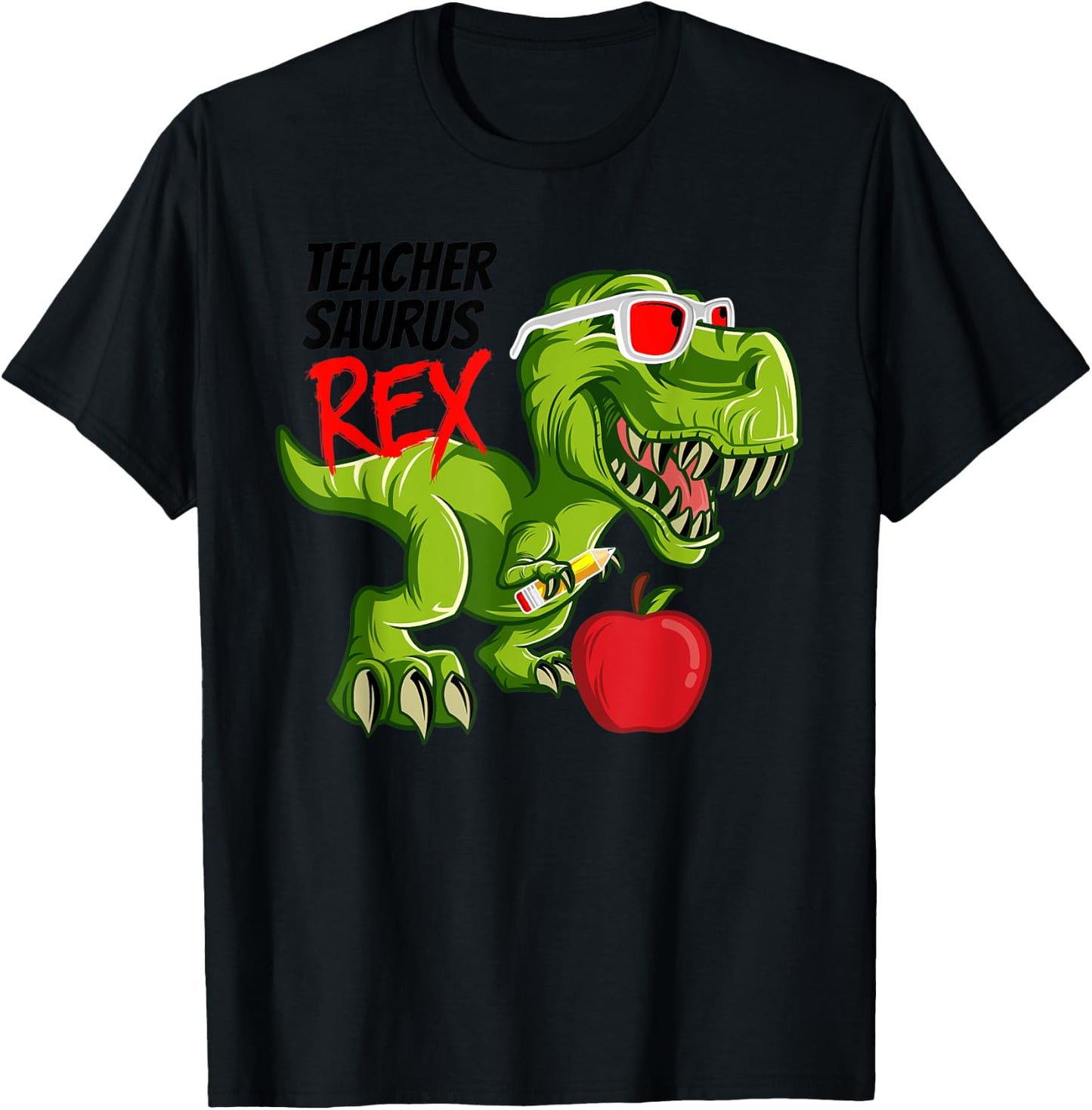 Teachersaurus Rex Teacher Dinosaur Back to School Dino Gift T-Shirt - T-Shirt | Black