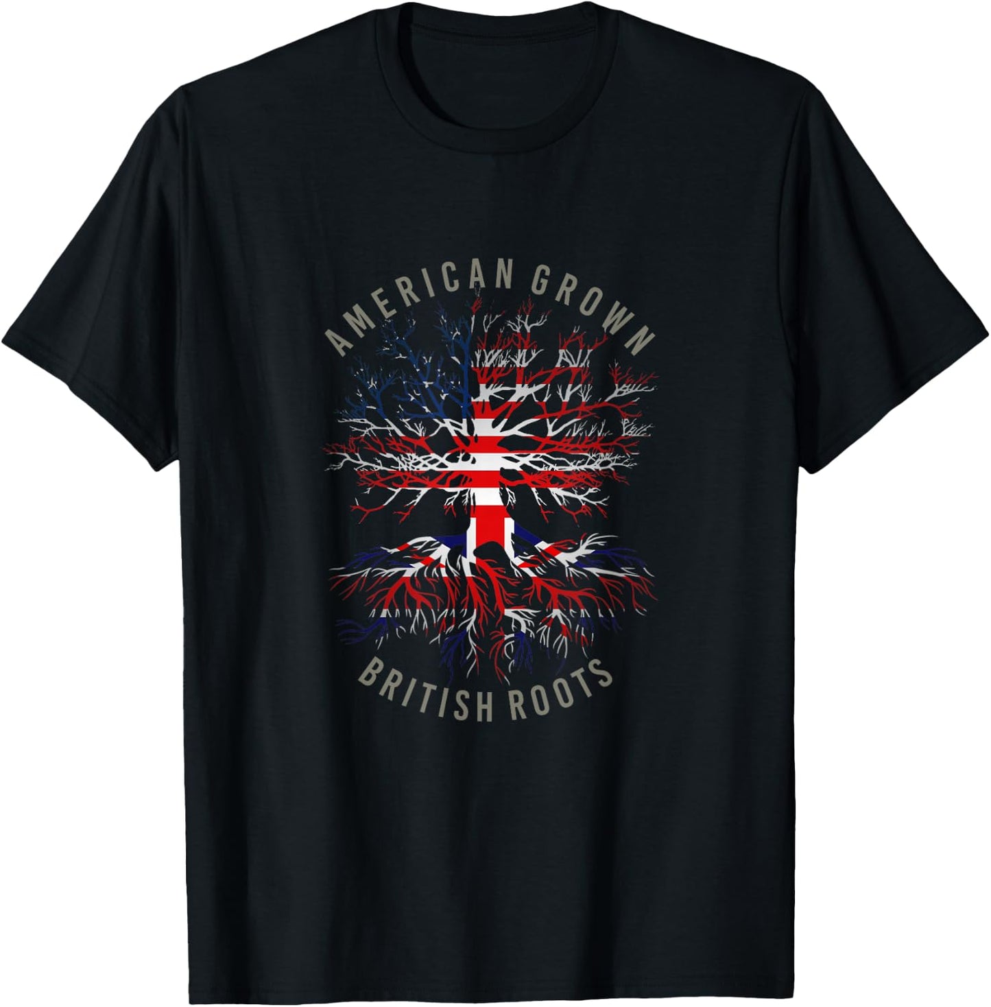 American Grown British Roots USA Great Britain Flag Heritage T-Shirt - T-Shirt | Black