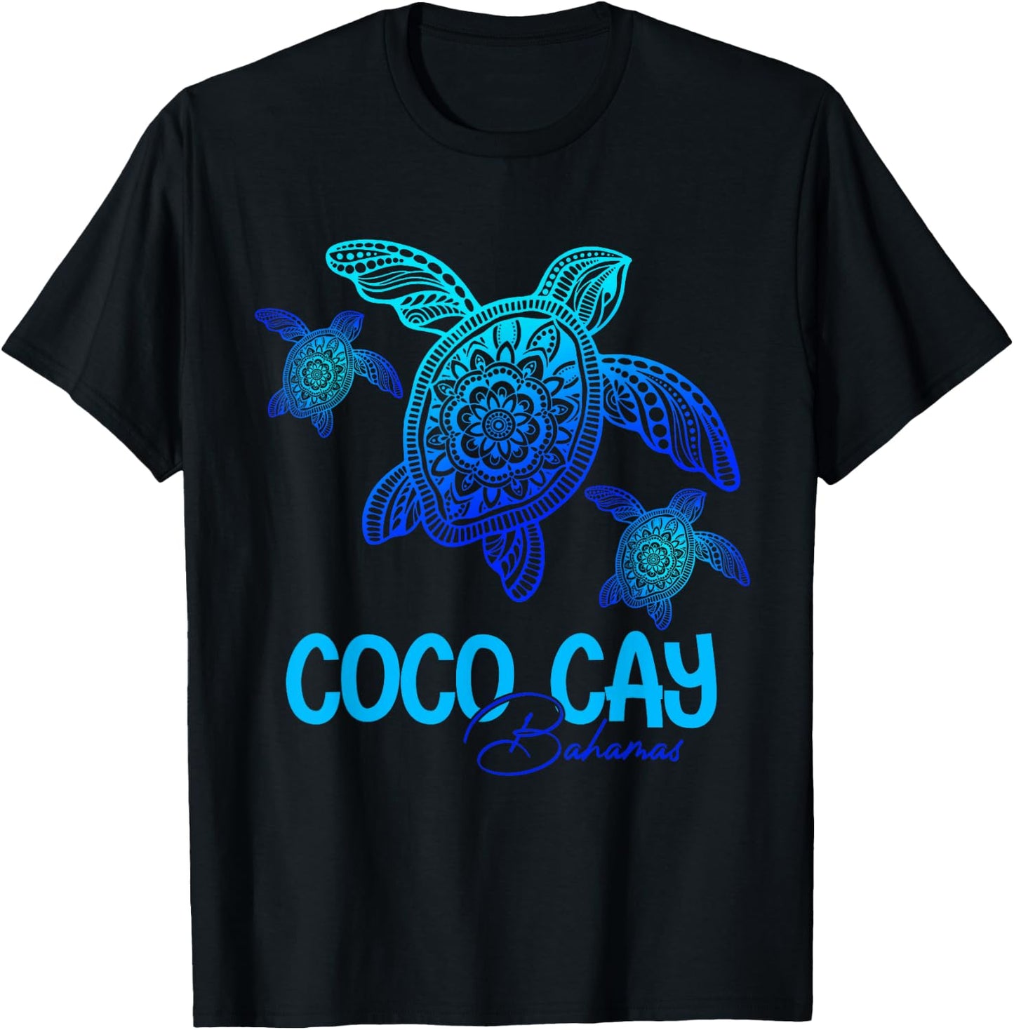 Coco Cay Bahamas Vacation Tribal Sea Turtle T-Shirt - T-Shirt | Black