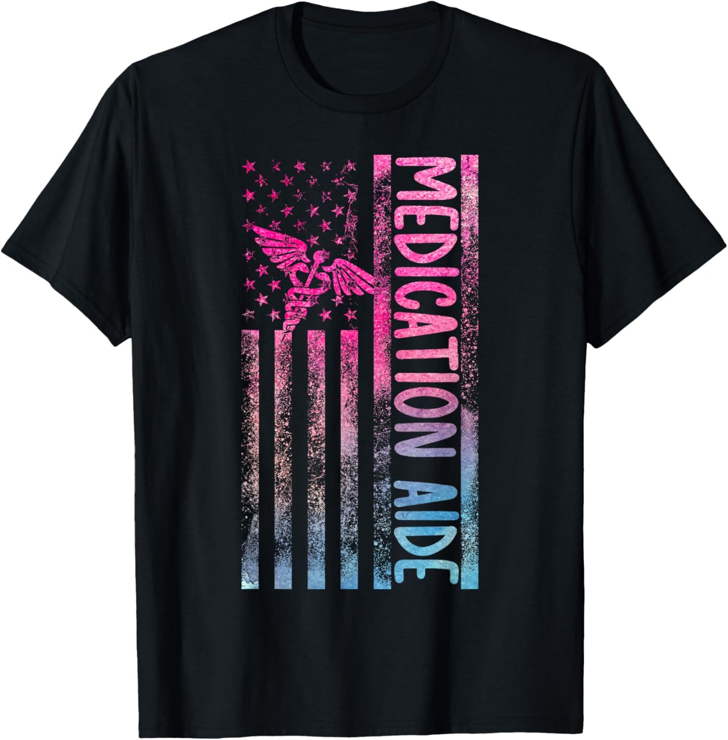 Medication Aide American Flag Med Aide Medication Aides T-Shirt - T-Shirt | Black
