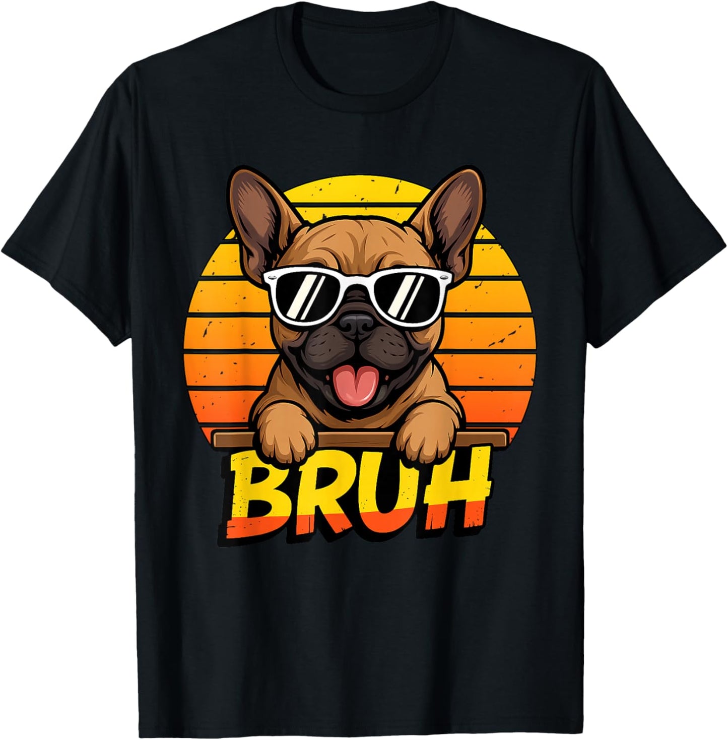 Cool French Bulldog Puppy Bruh Meme Funny Dog Lover T-Shirt - T-Shirt | Black
