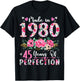 45 Year Old Made In 1980 Floral 45th Birthday Women T-Shirt - T-Shirt | Black