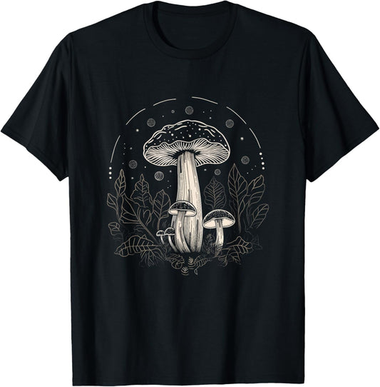 Vintage Witchy Mushroom Goblincore Moon Forest T-Shirt - T-Shirt | Black