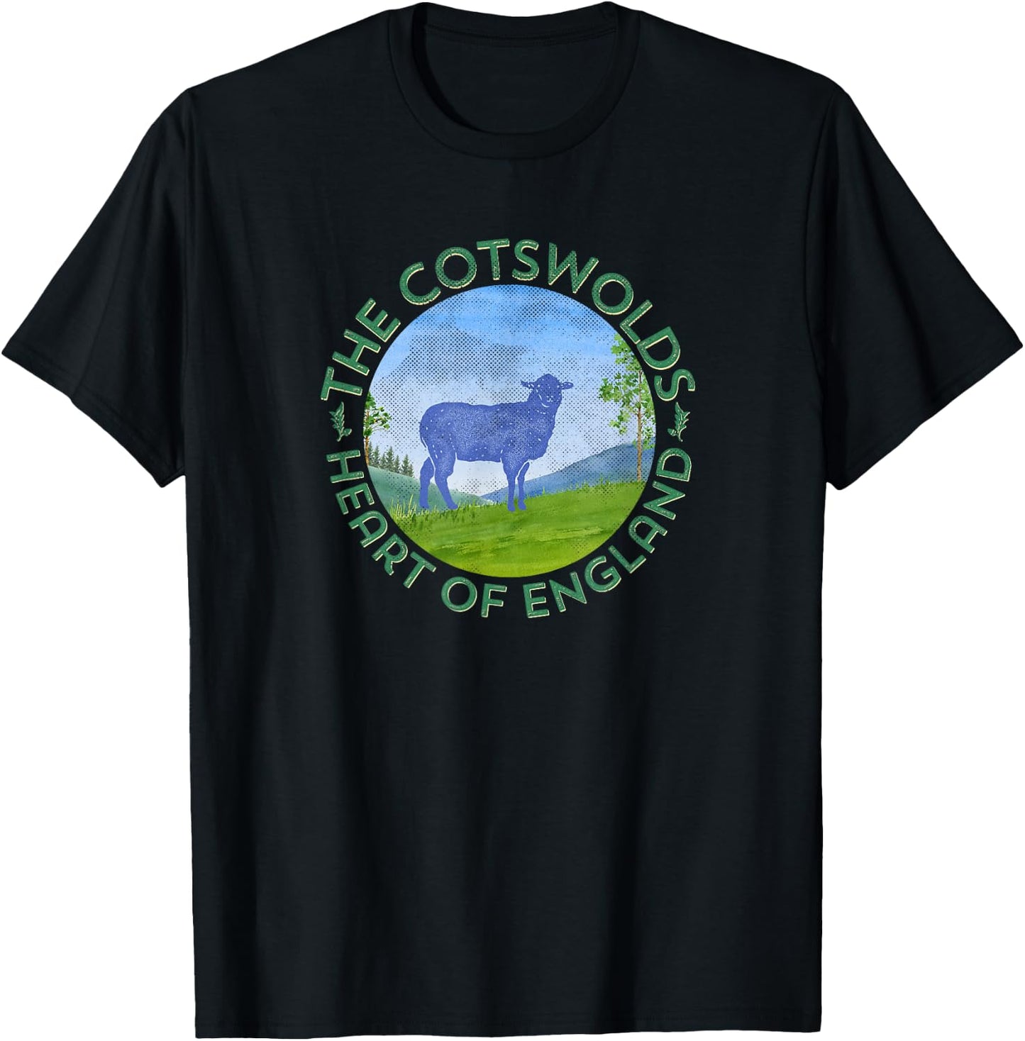 The Cotswolds England UK Sheep Girl's Women Gardener's T-Shirt - T-Shirt | Black