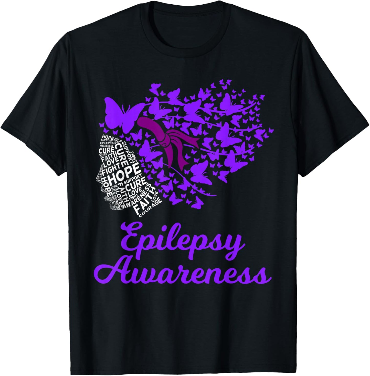 Epilepsy Awareness Day Epilepsy Butterfly T-Shirt - T-Shirt | Black