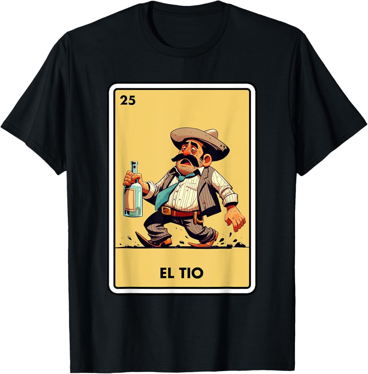 Mexican Uncle Drinking Lover Tio El Tio Mexican Bingo Card T-Shirt - T-Shirt | Black