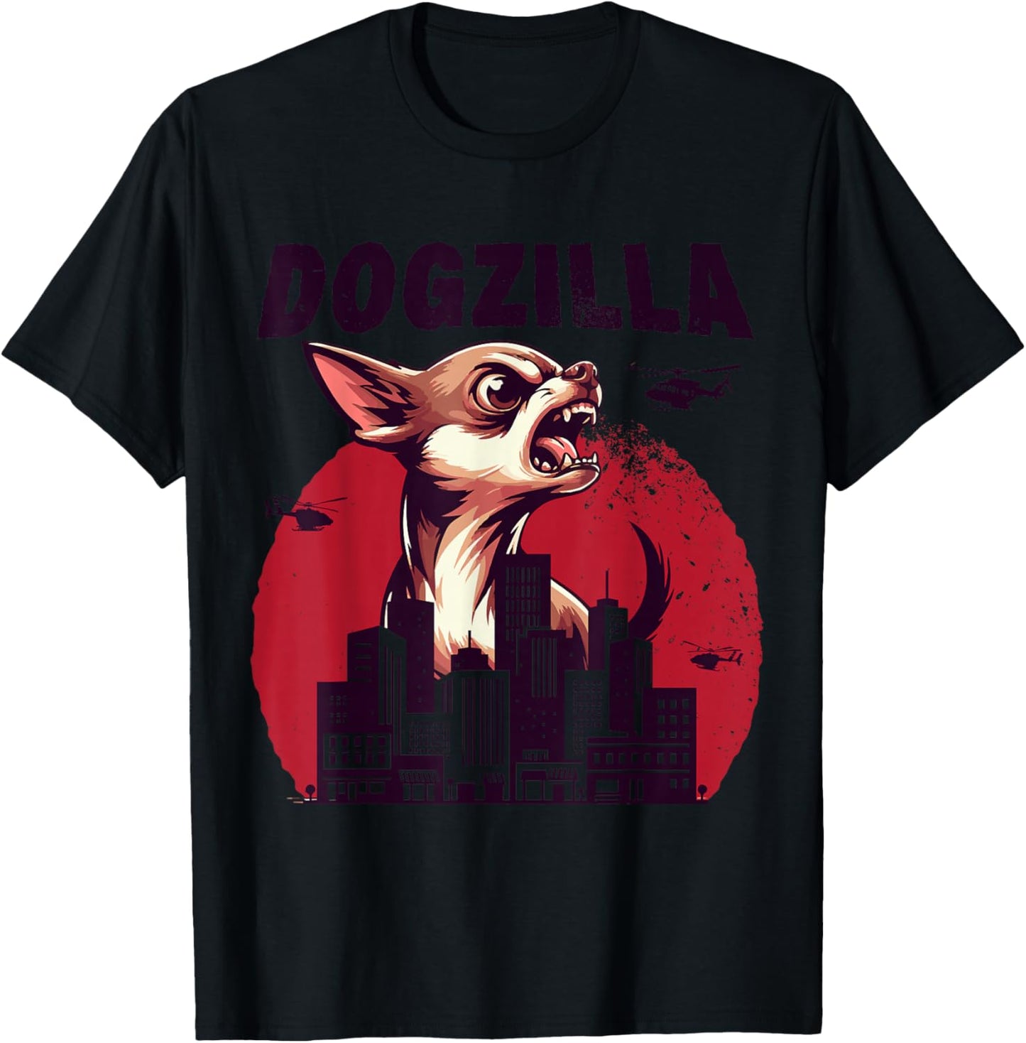 Dogzilla Funny Giant Chihuahua Doggo Cute Dog in City T-Shirt - T-Shirt | Black