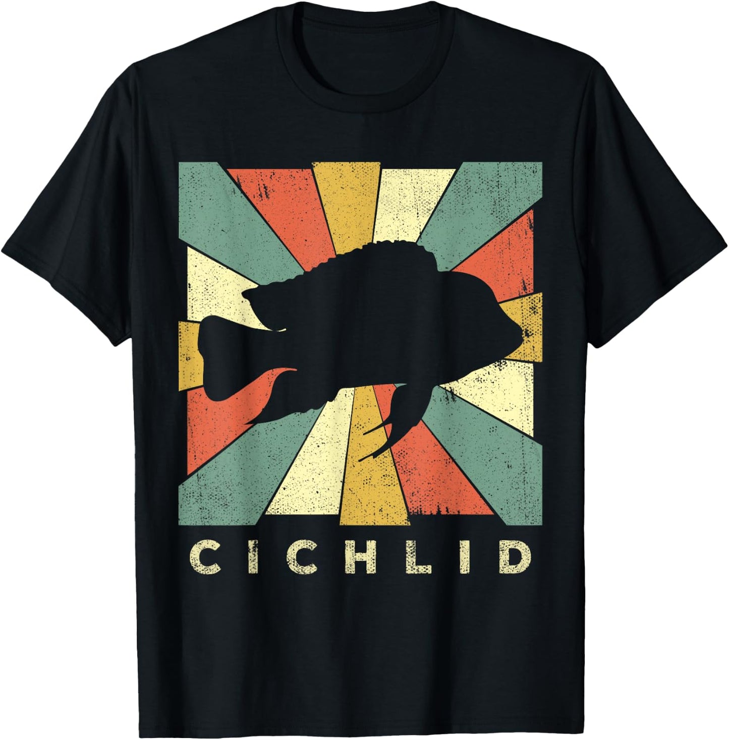 Vintage Cichlid Fish Lover Retro Style Animal T-Shirt - T-Shirt | Black