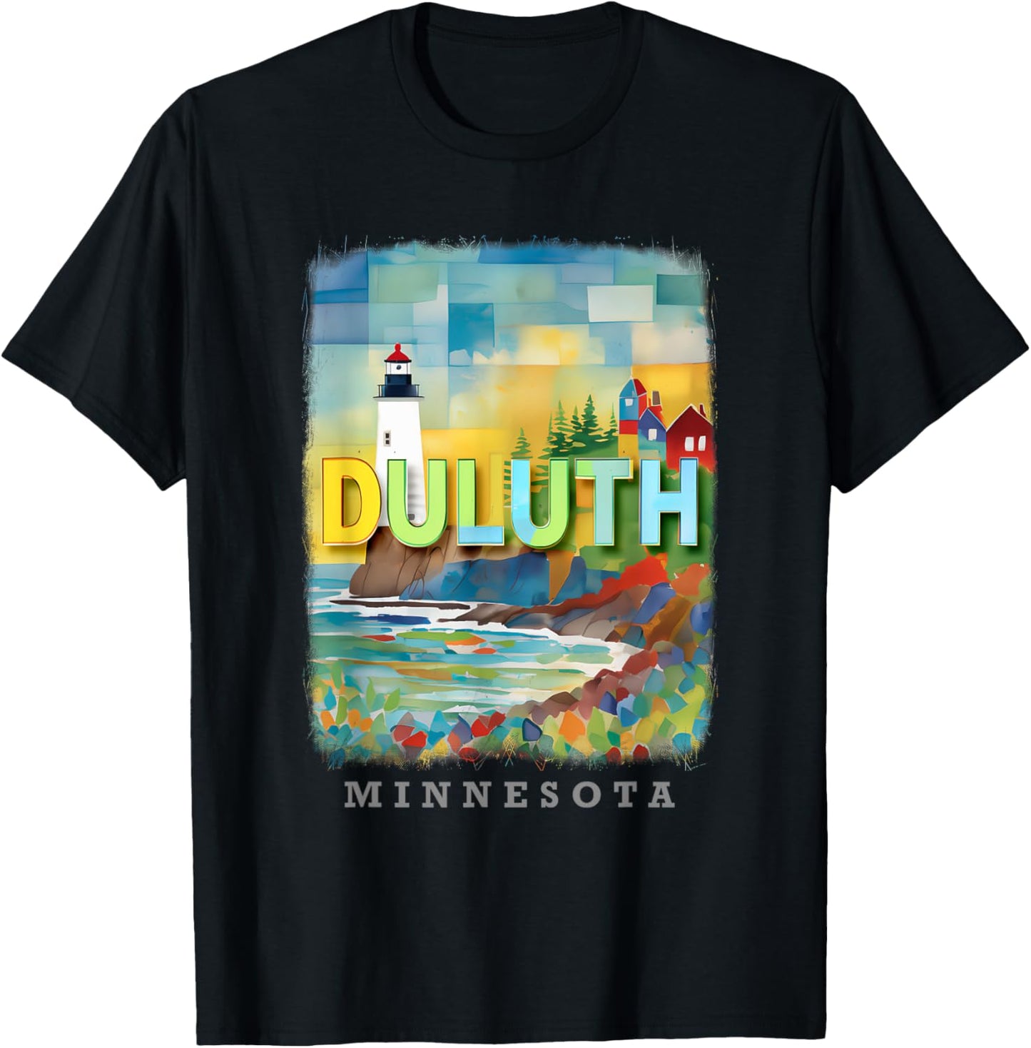 Duluth Minnesota MN Lakeside Tranquility SD221 T-Shirt - T-Shirt | Black