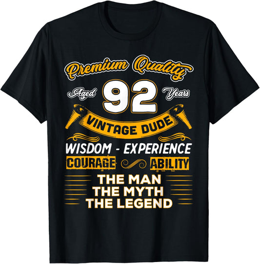92nd Birthday Gifts The Man Myth Legend 92 Years Old D4 T-Shirt - T-Shirt | Black