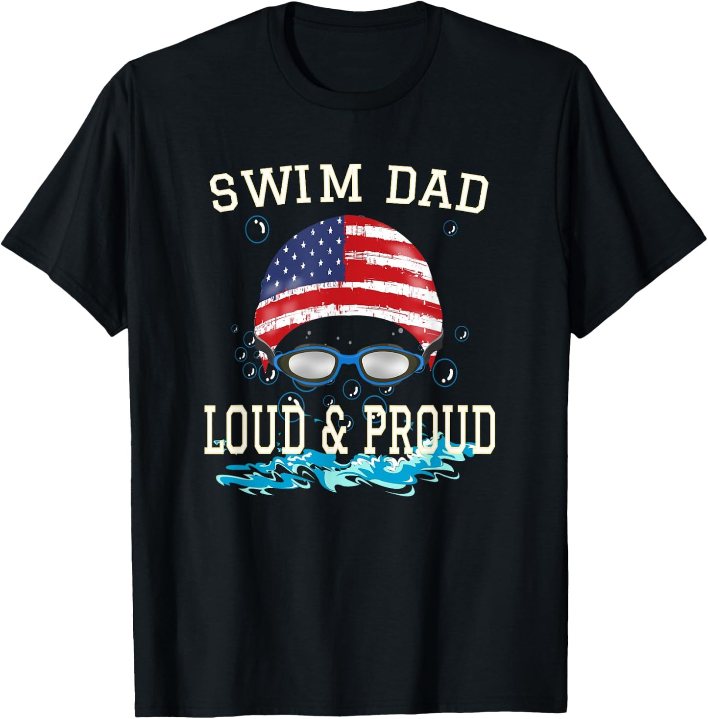 Swim Dad T shirt Funny Swimming Swimmer Cheer Dad Gift T-Shirt - T-Shirt | Black
