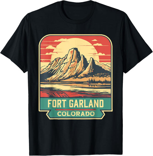 Fort Garland Colorado Vintage Mountain Retro Logo T-Shirt - T-Shirt | Black