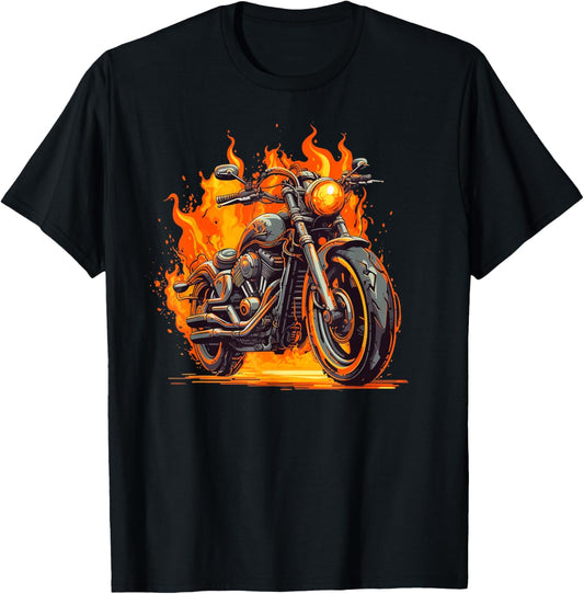 Cool Motorbike Flames and burning Motorcycle love T-Shirt - T-Shirt | Black