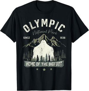 Olympic National Park Bigfoot Sasquatch Washington State T-Shirt - T-Shirt | Black