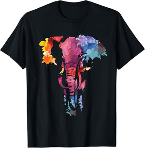 Elephant Watercolor Art Design For People Who Love Elephants T-Shirt - T-Shirt | Black