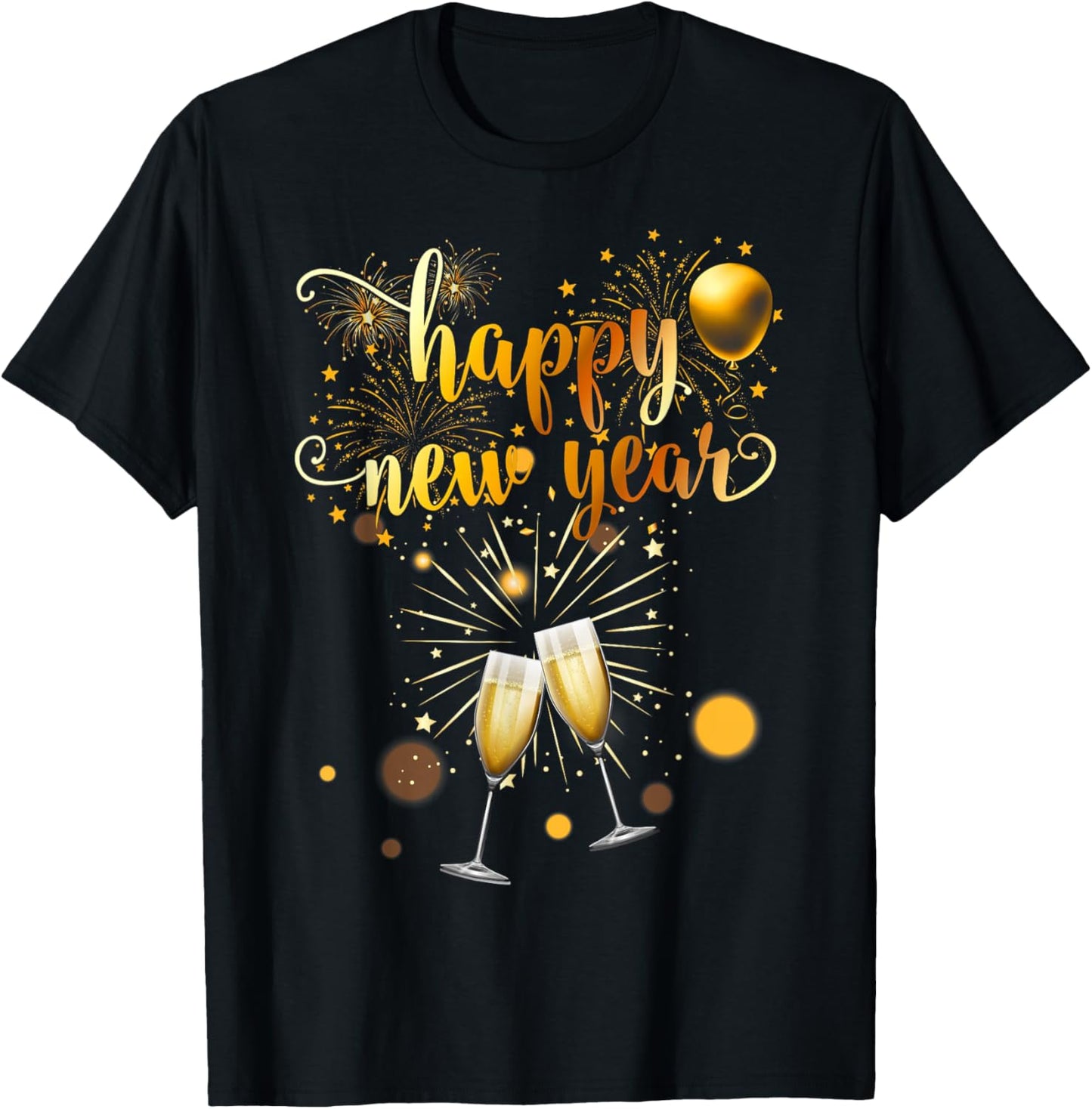 New Years Eve Party Supplies 2026 Happy New Year Fireworks T-Shirt - T-Shirt | Black