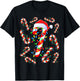 Red And White Candy Cane Santa Christmas Funny Xmas Lights T-Shirt - T-Shirt | Black