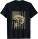 Camouflage USA Flag Big Mouth Bass Vintage Fishing T-Shirt - T-Shirt | Black