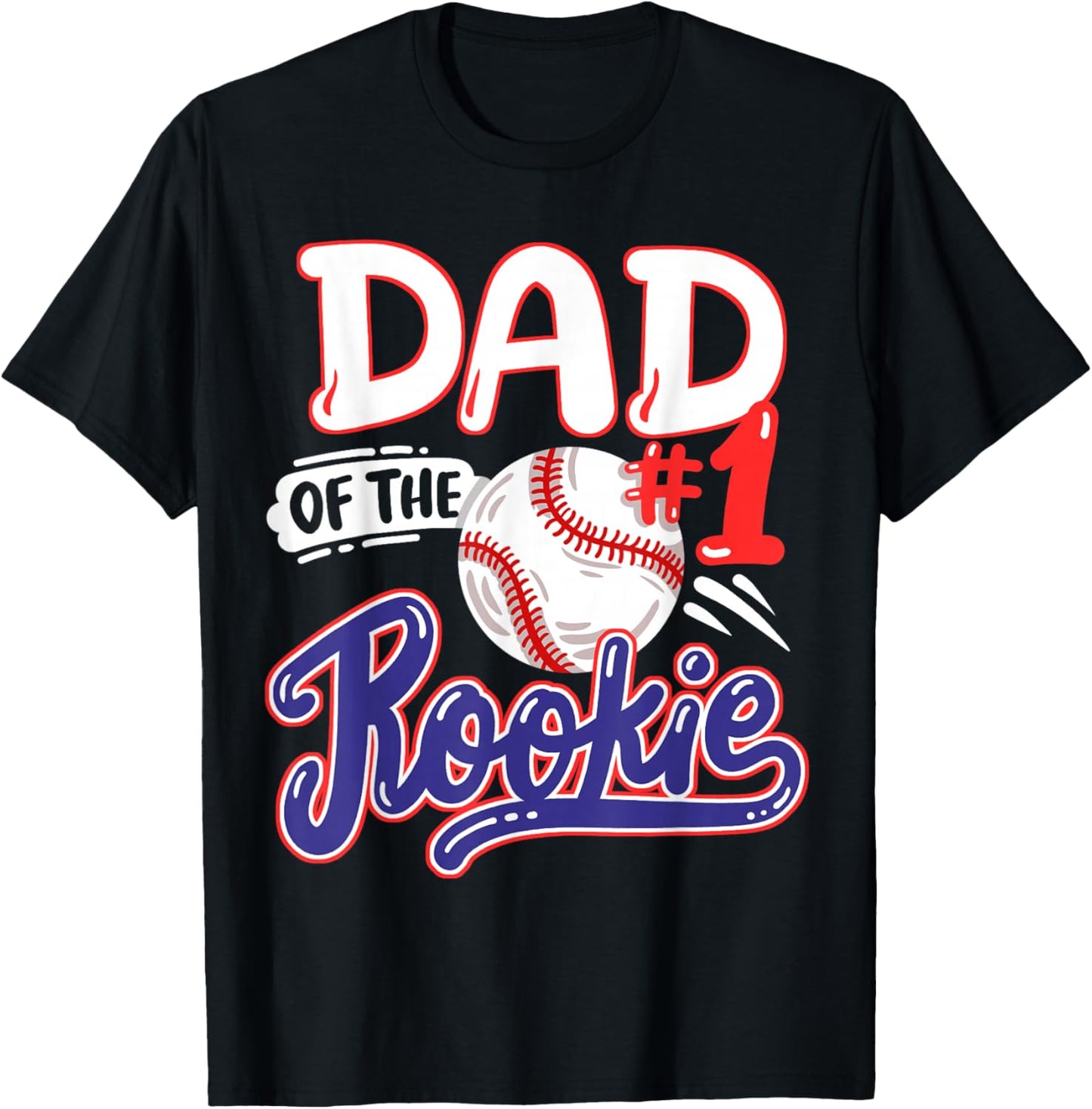 Dad of Rookie 1st Baseball Birthday Party Theme Matching T-Shirt - T-Shirt | Black
