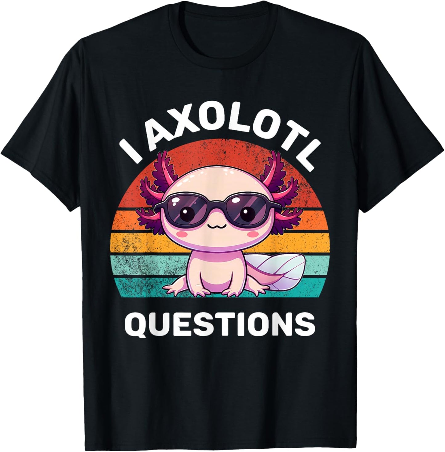 I Axolotl Questions Kids Funny Cute Axolotl Retro Vintage T-Shirt - T-Shirt | Black