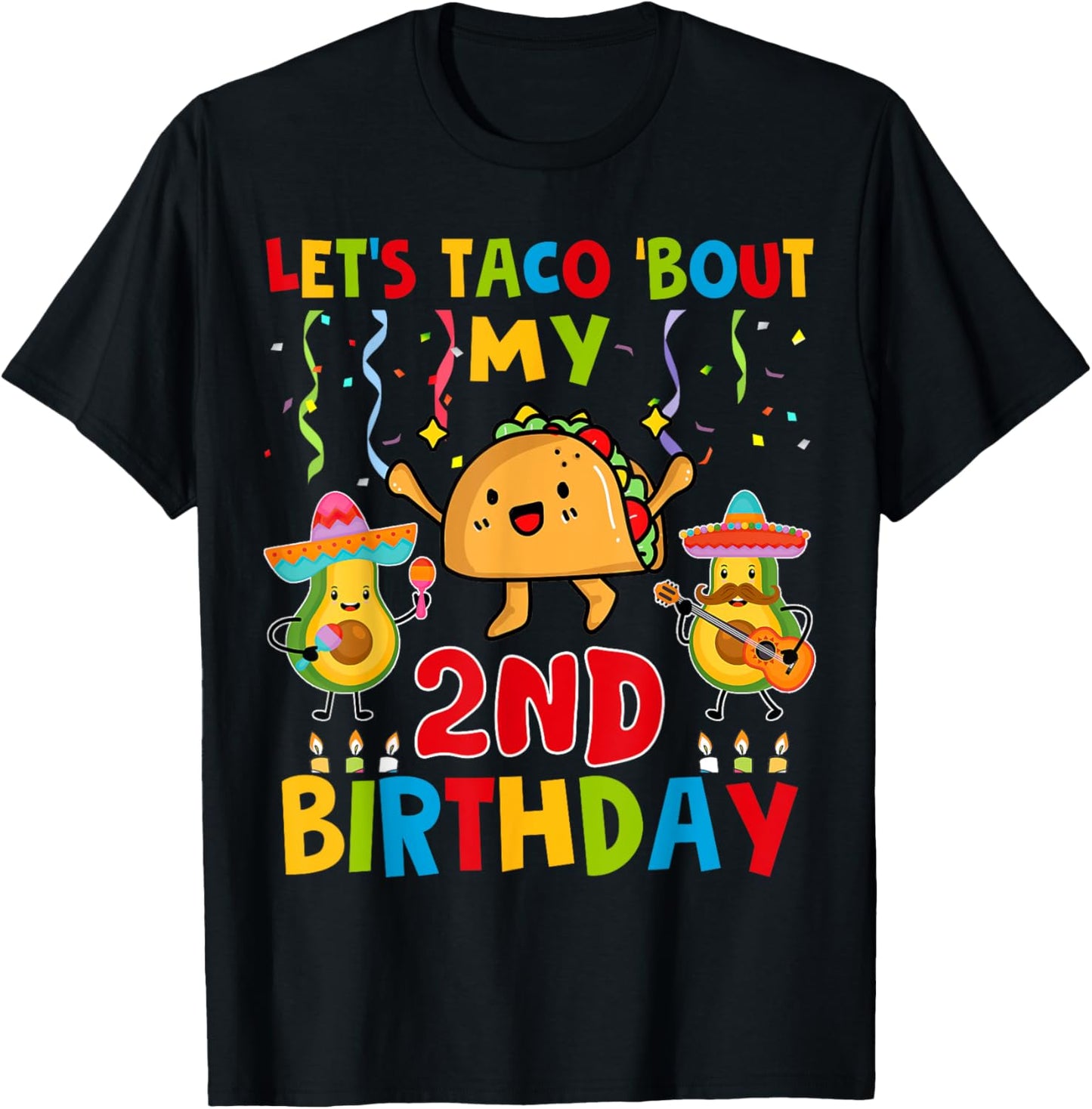 Cinco De Mayo Let's Taco Bout My 2nd Birthday Toddler Kids T-Shirt - T-Shirt | Black