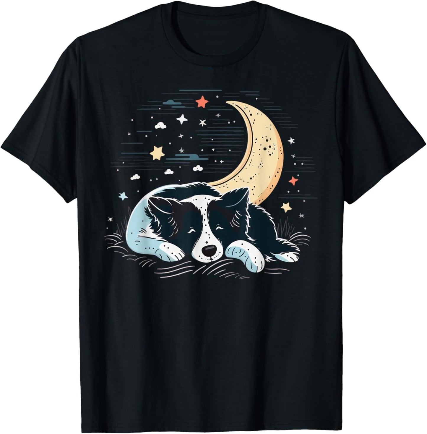 Napping Border Collie pajama on Border Collie Sleeping T-Shirt - T-Shirt | Black