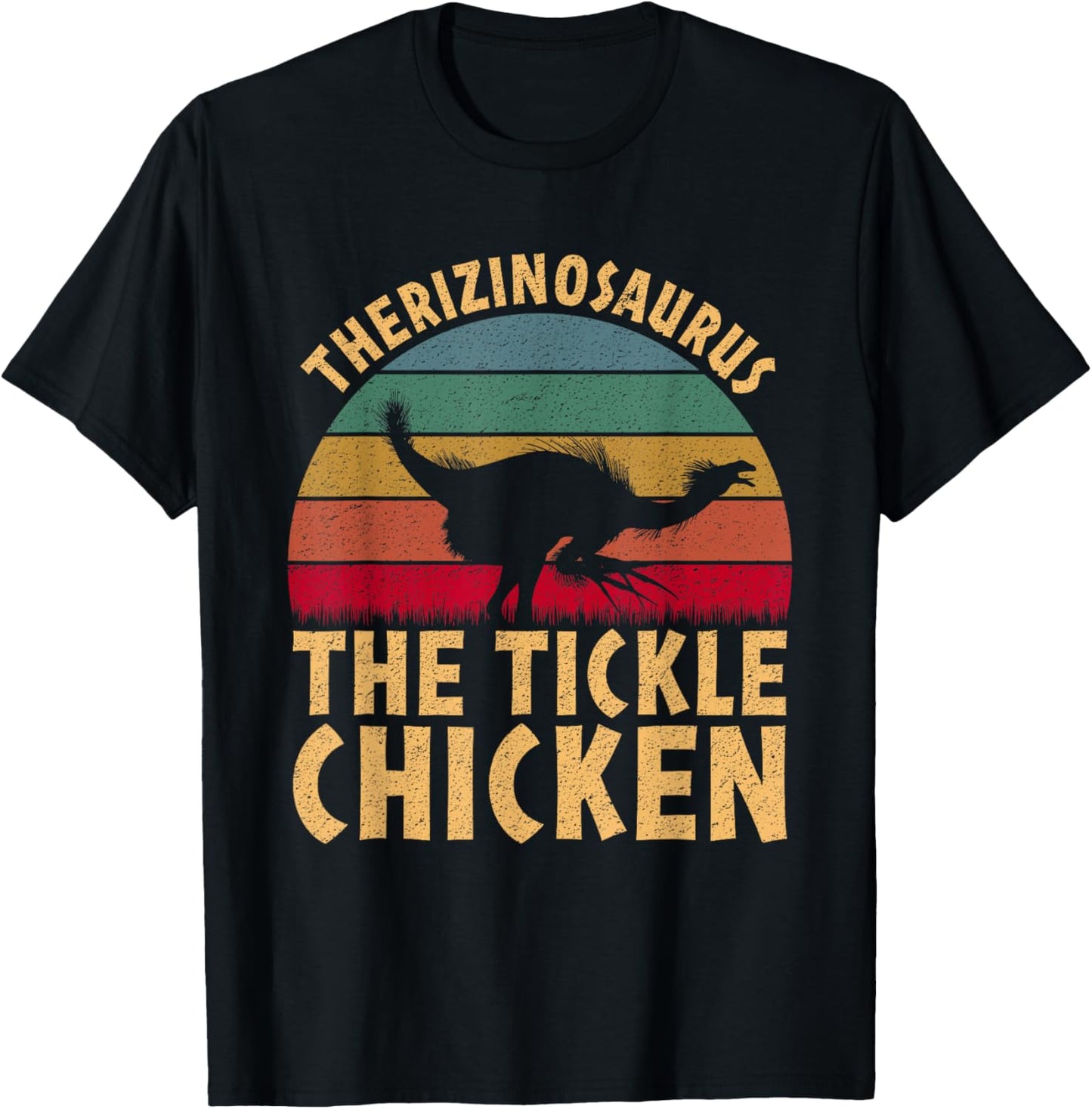 Therizinosaurus The Tickle Chicken - Funny Dinosaur Vintage T-Shirt - T-Shirt | Black