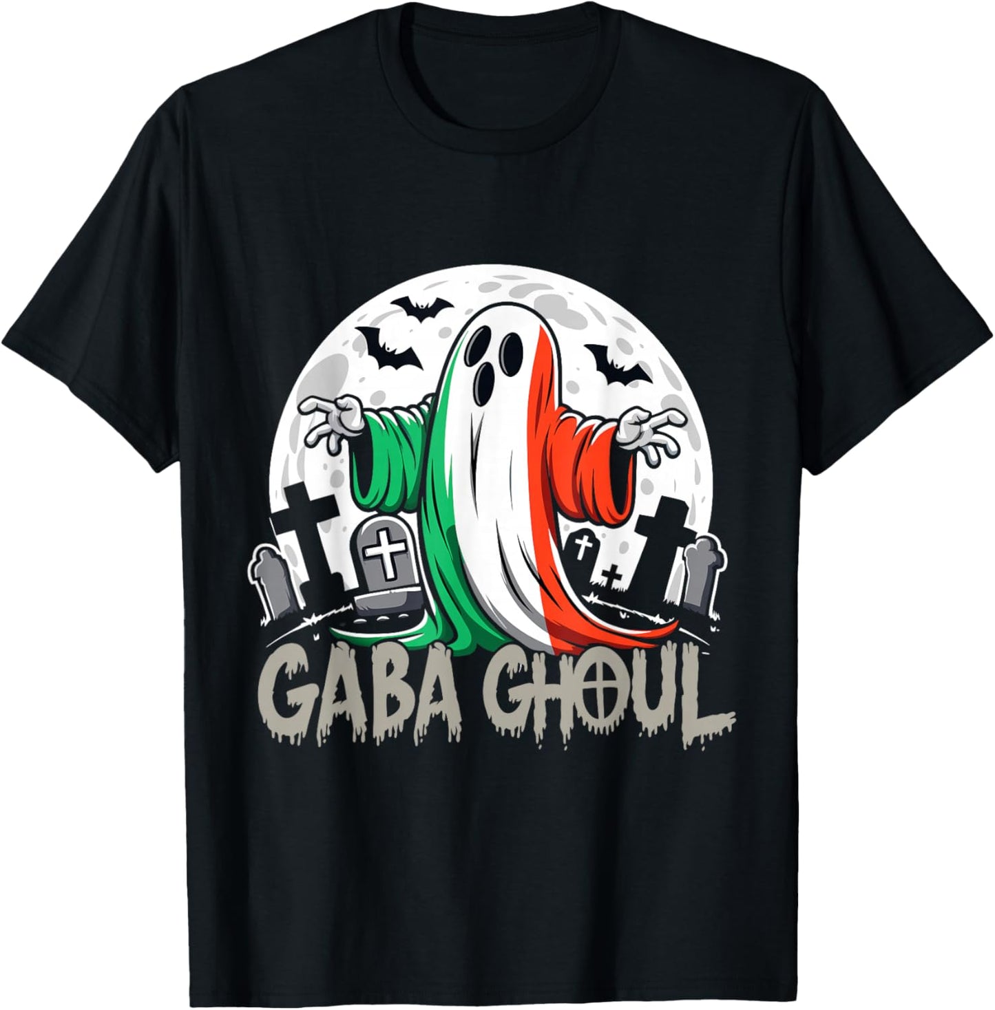Funny Gaba Ghoul Italian Ghost Graveyard Full moon Gabagool T-Shirt - T-Shirt | Black
