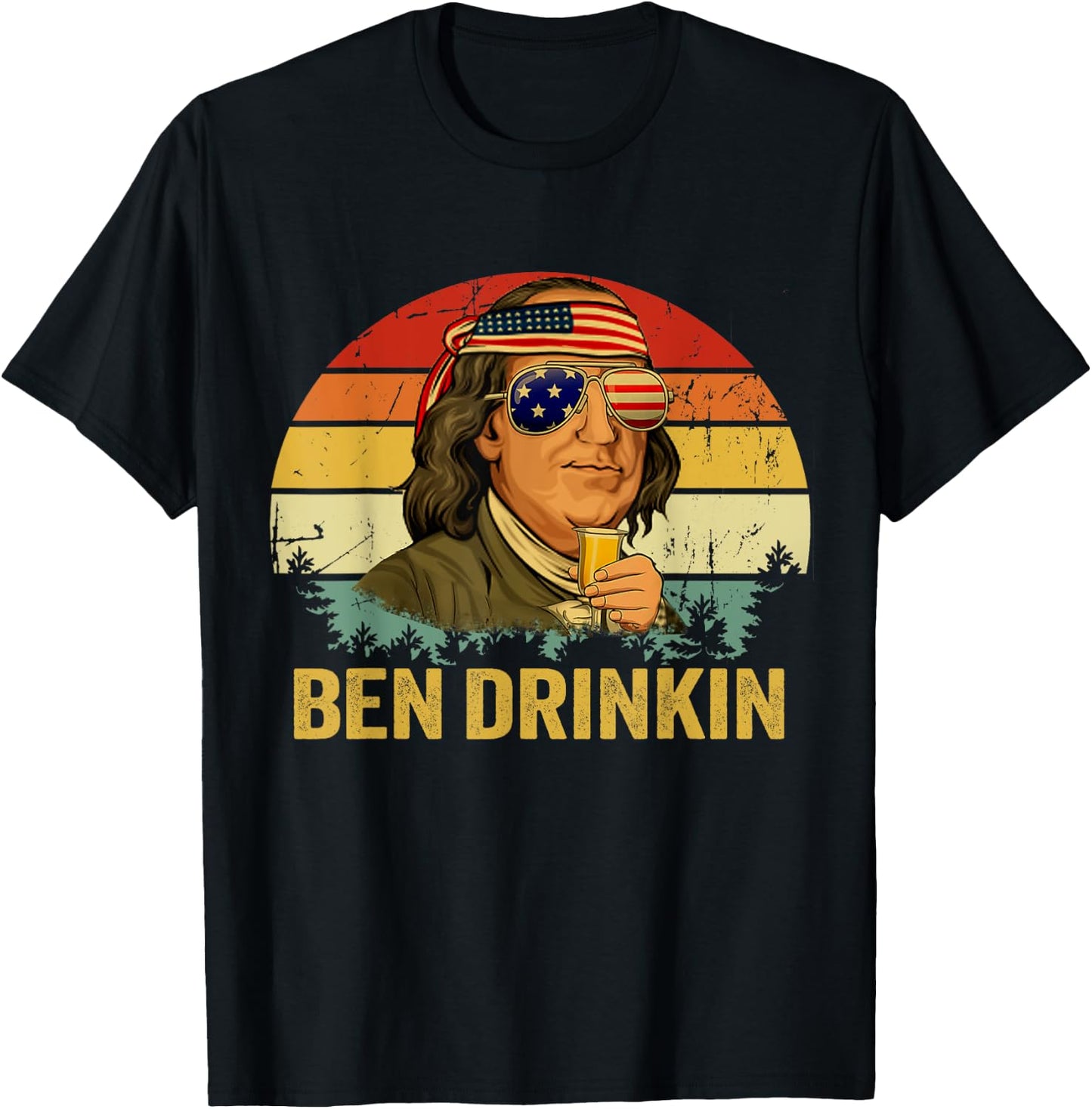 Benjamin Franklin Drinkin Shirt - Vintage Ben Drinkin T-Shirt - T-Shirt | Black