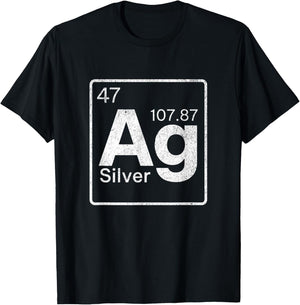 Silver Chemical Ag Symbol Periodic Table of Elements Present T-Shirt - T-Shirt | Black