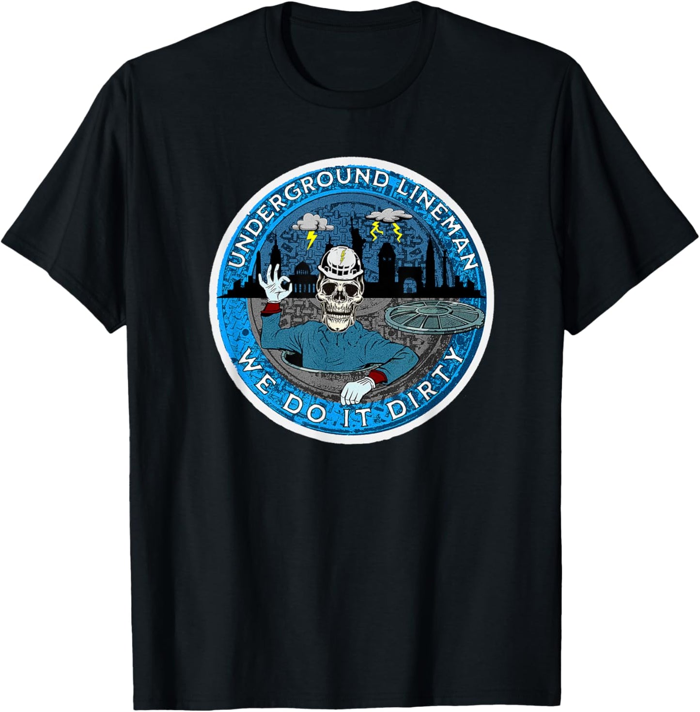Underground Lineman Cable Splicer - Black - Small - -Adults - Short Sleeve - Classic Fit - Cotton 60%, Polyester 40% T-Shirt - T-Shirt | Black