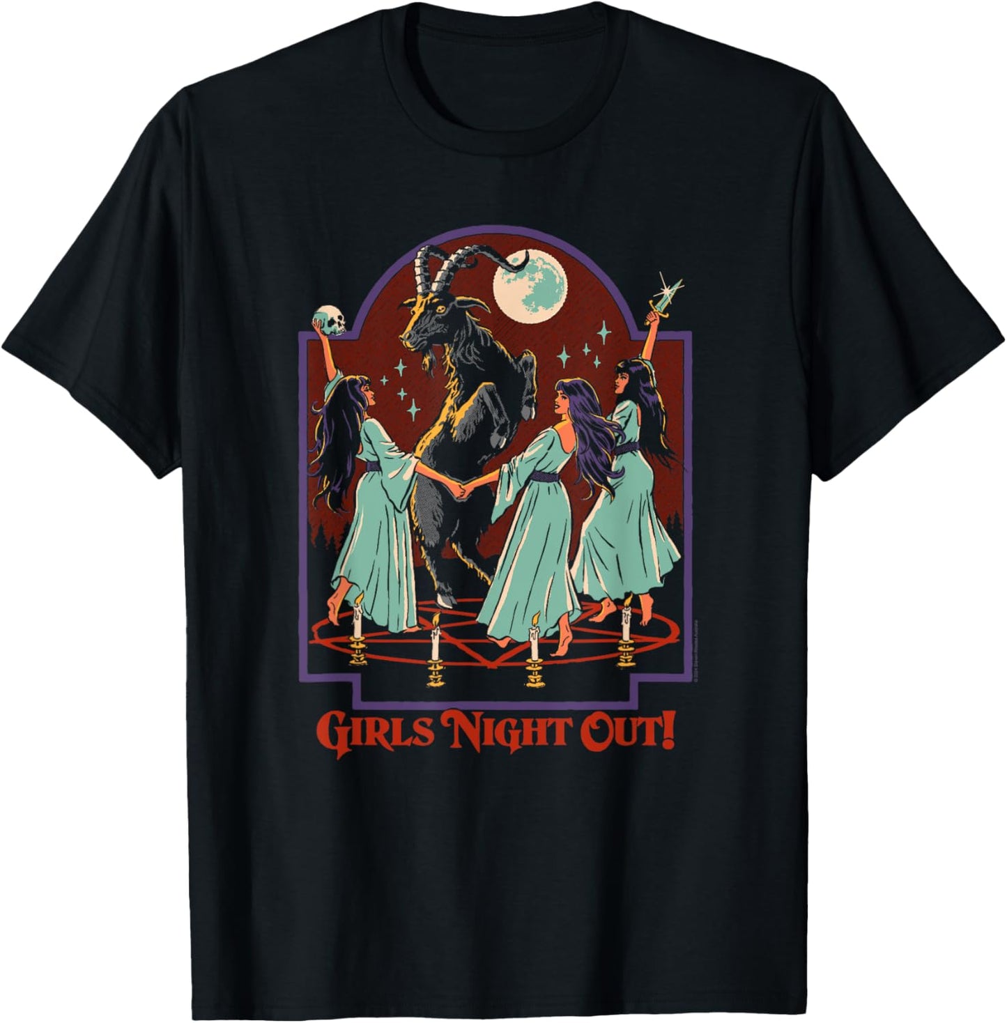 Steven Rhodes Girls Night Out Ritual Sacrifice Dark Humor T-Shirt - T-Shirt | Black