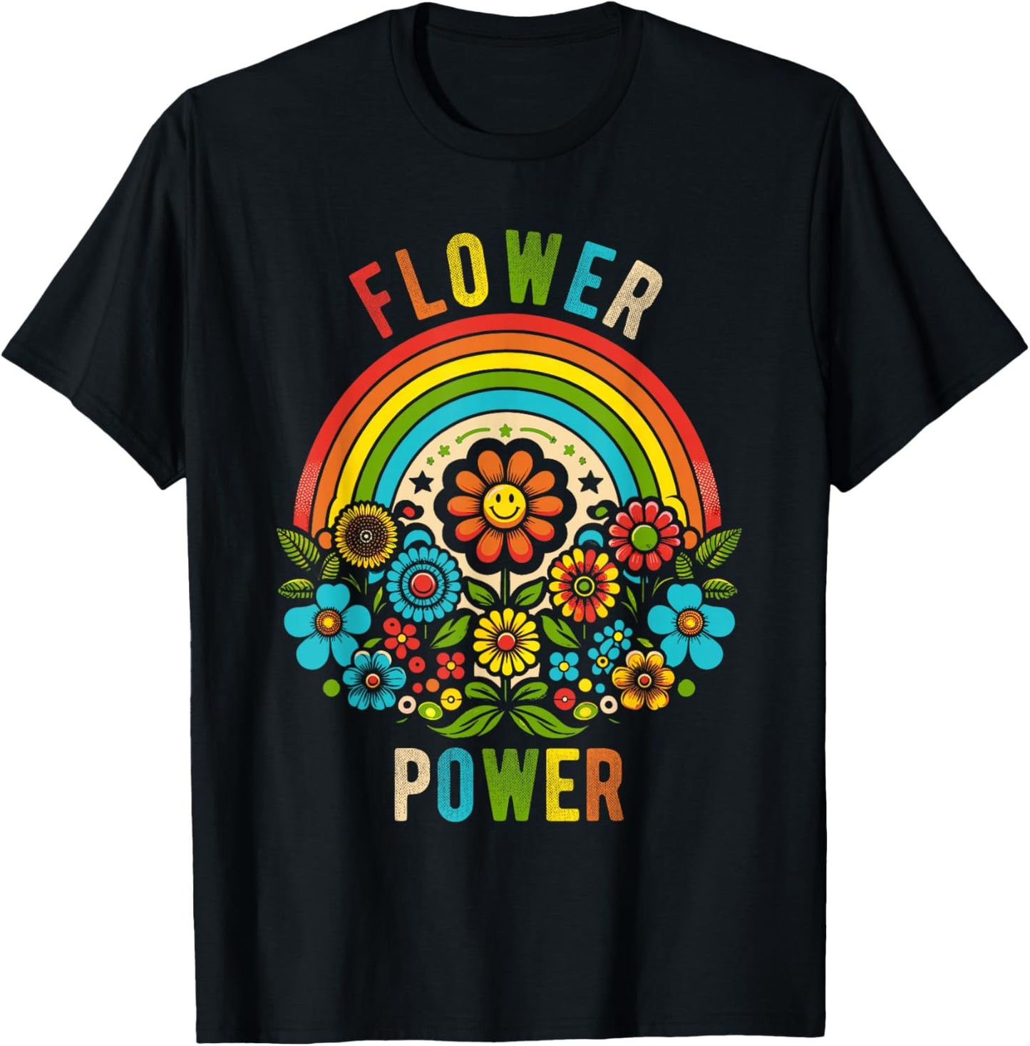 Flower Power Retro Nature Nostalgia Vintage Outdoor Power T-Shirt - T-Shirt | Black