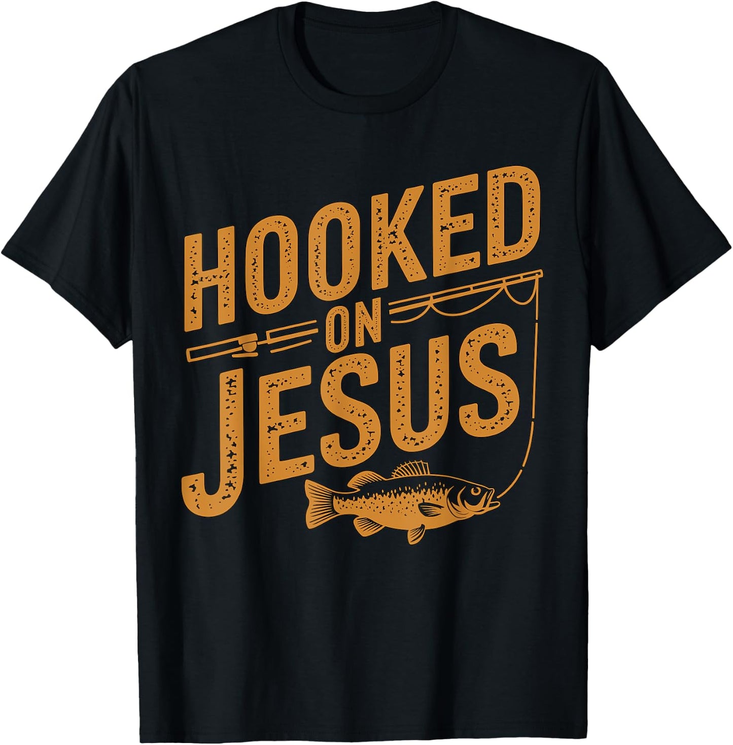 Hooked on Jesus Fishing Christian T-Shirt - T-Shirt | Black
