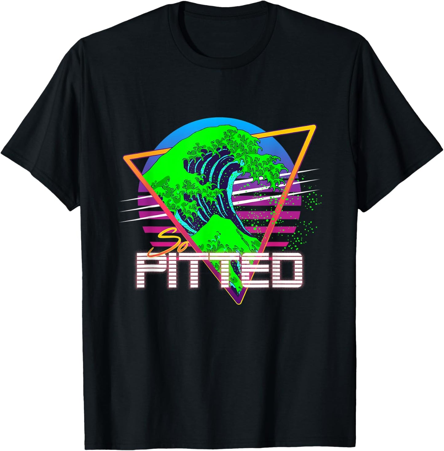 So Pitted Kanagawa Great Wave Retrowave Outrun Surfing T-Shirt - T-Shirt | Black