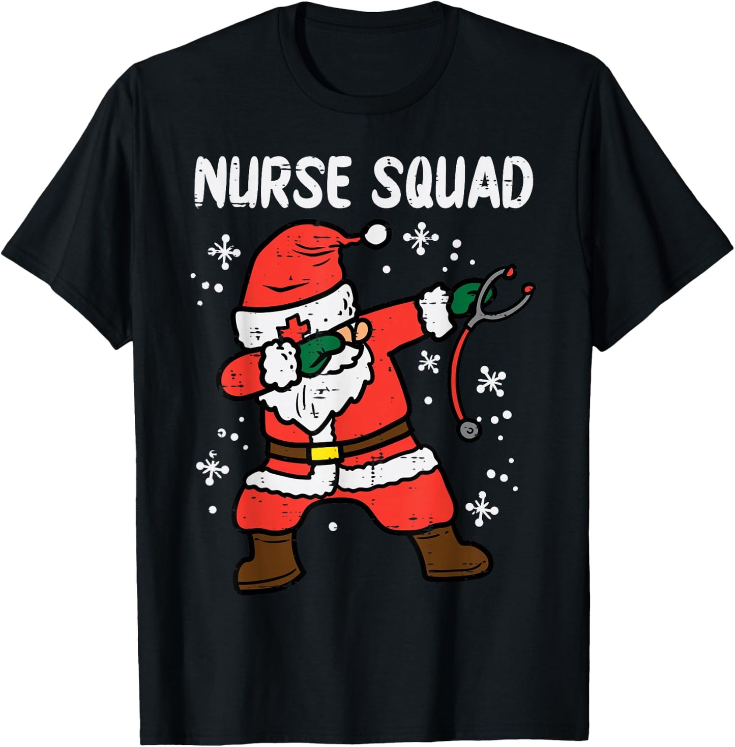 Santa Dab Nurse Squad Christmas Xmas Scrub RN Medical Women T-Shirt - T-Shirt | Black