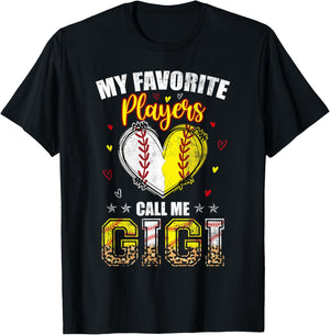 My Favorite Baseball Softball Players Call Me Gigi Women Men T-Shirt - T-Shirt | Black