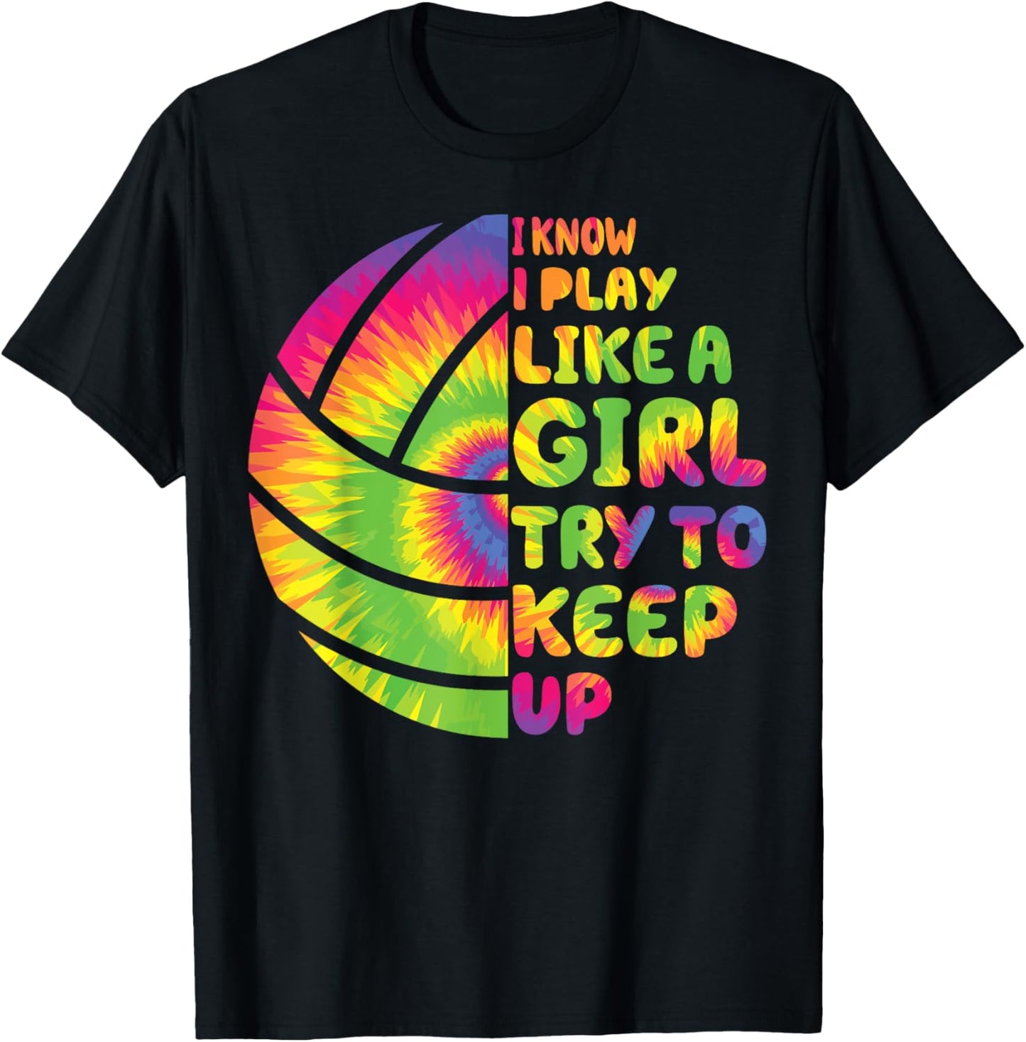 Teen Girls Volleyball t Shirt Funny Kids Player Tie Dye T-Shirt - T-Shirt | Black