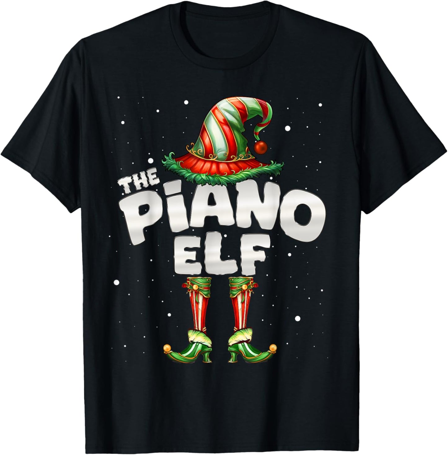 I'm The Piano Elf Family Matching Group Christmas Party T-Shirt - T-Shirt | Black