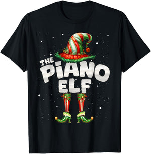 I'm The Piano Elf Family Matching Group Christmas Party T-Shirt - T-Shirt | Black