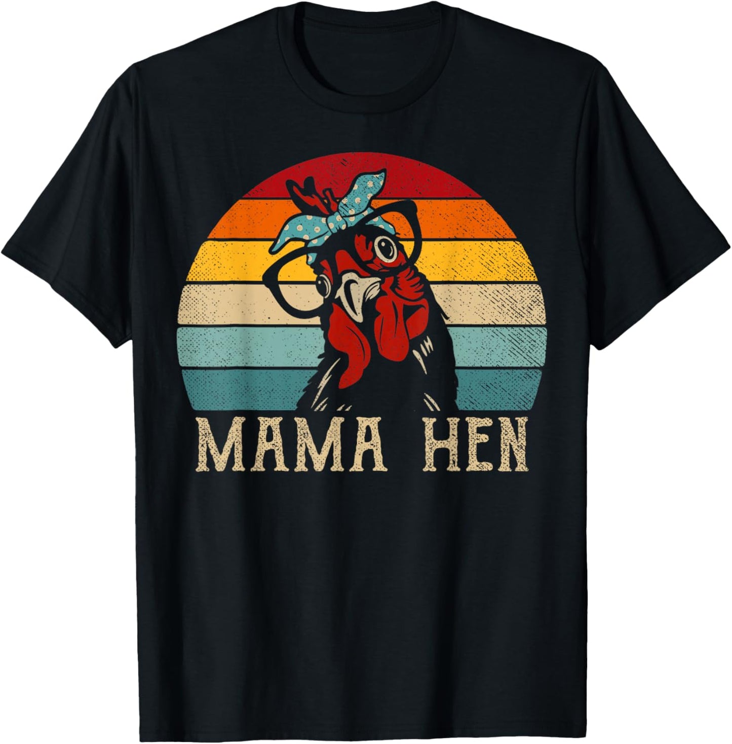 Funny Mama Hen Vintage Retro Chicken Mom Mother T-Shirt - T-Shirt | Black