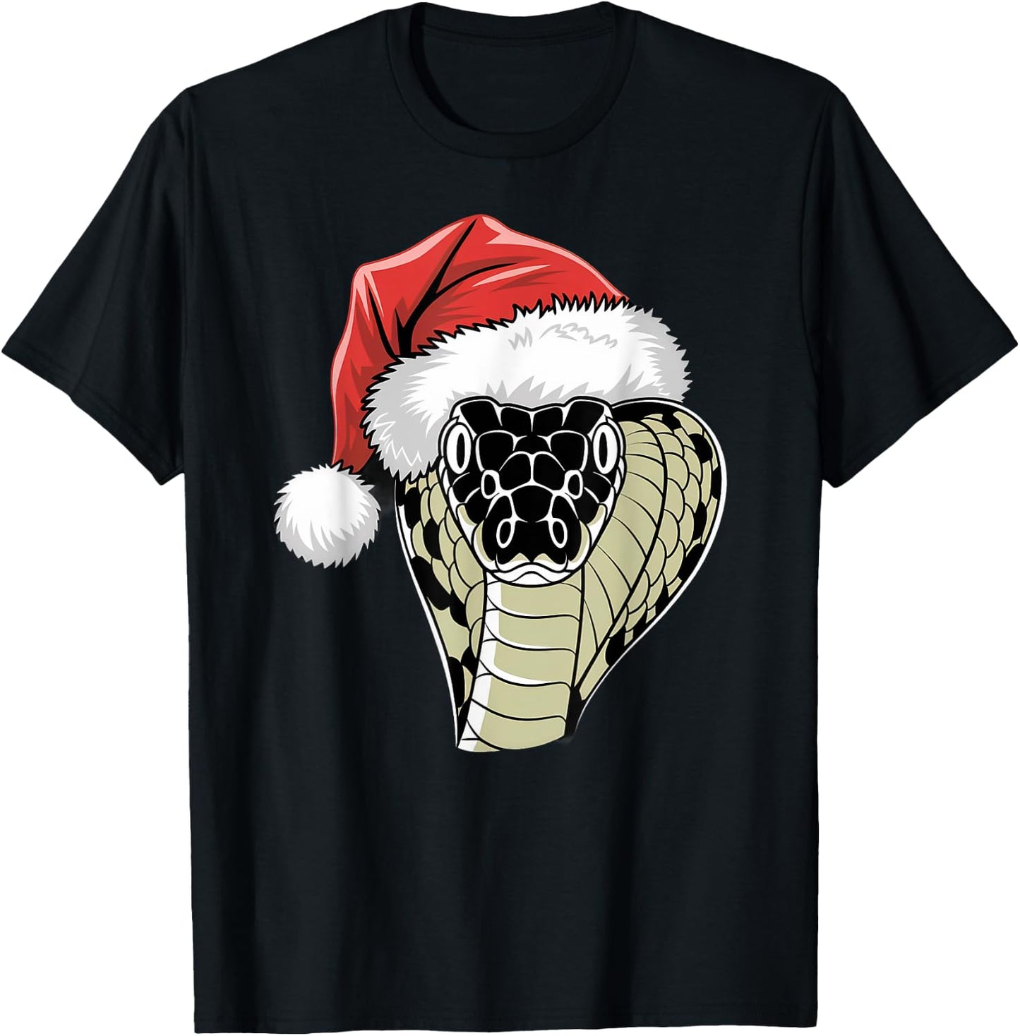 Joyful Snake Santa on Snake Christmas T-Shirt - T-Shirt | Black