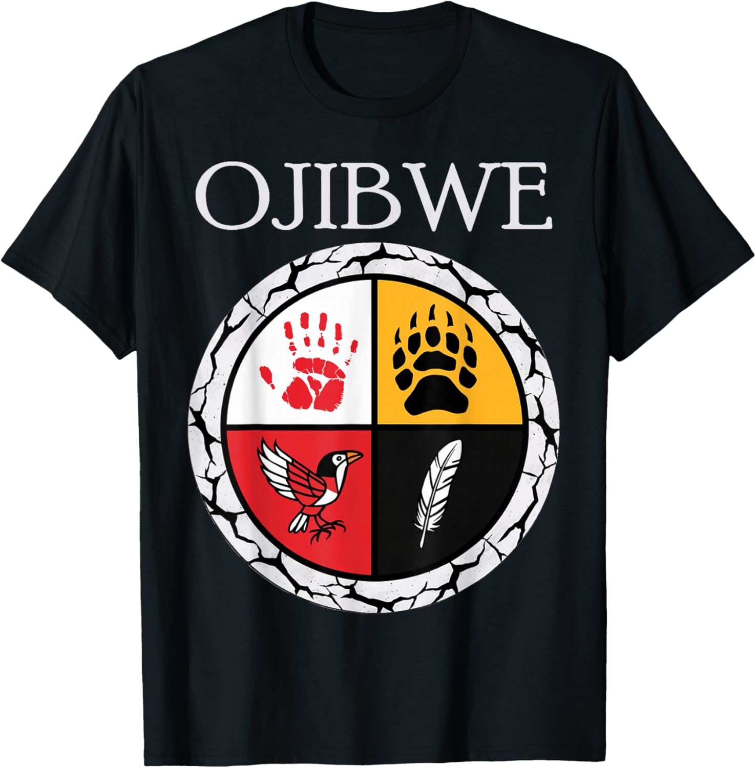 Ojibwe Native American Medicine Wheel T-Shirt - T-Shirt | Black