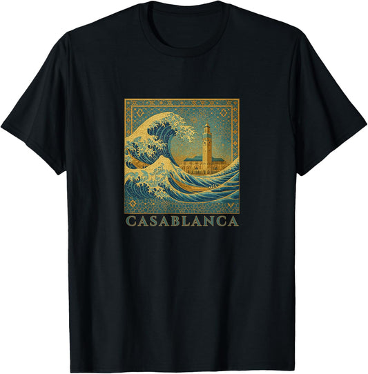 The Great Mosque Wave / Casablanca / Kanagawa Remix T-Shirt - T-Shirt | Black