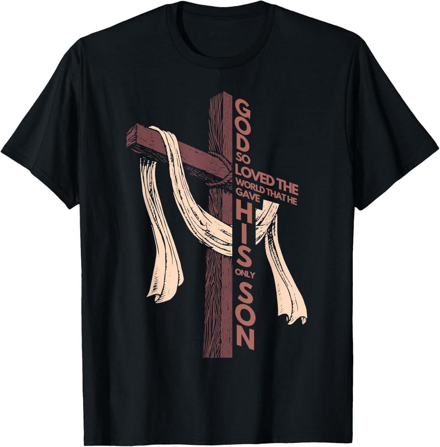 John 3:16 Christian Cross Bible T-Shirt - T-Shirt | Black