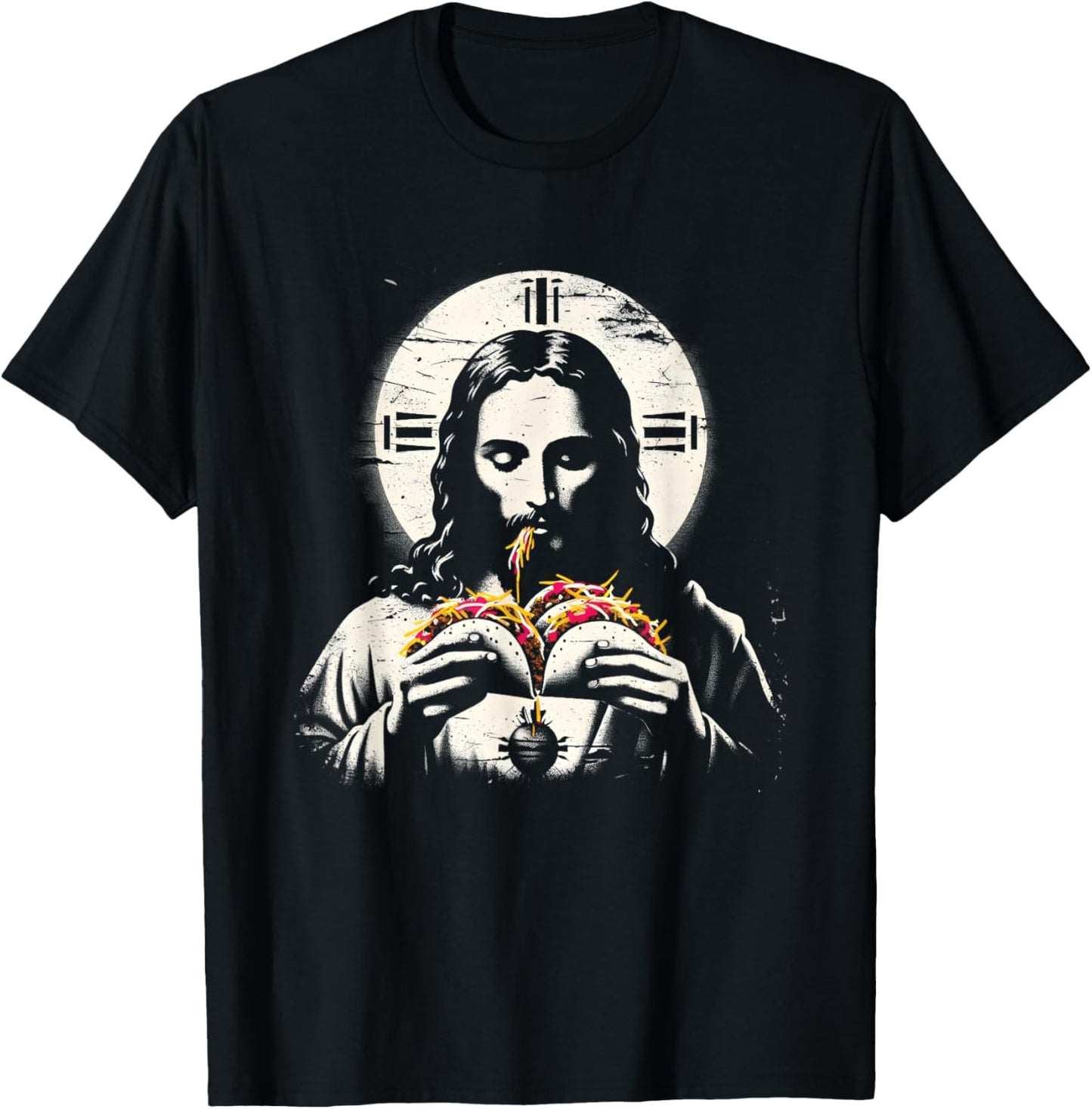 Jesus Eating Tacos - Funny Christian Religious Taco Lover T-Shirt - T-Shirt | Black