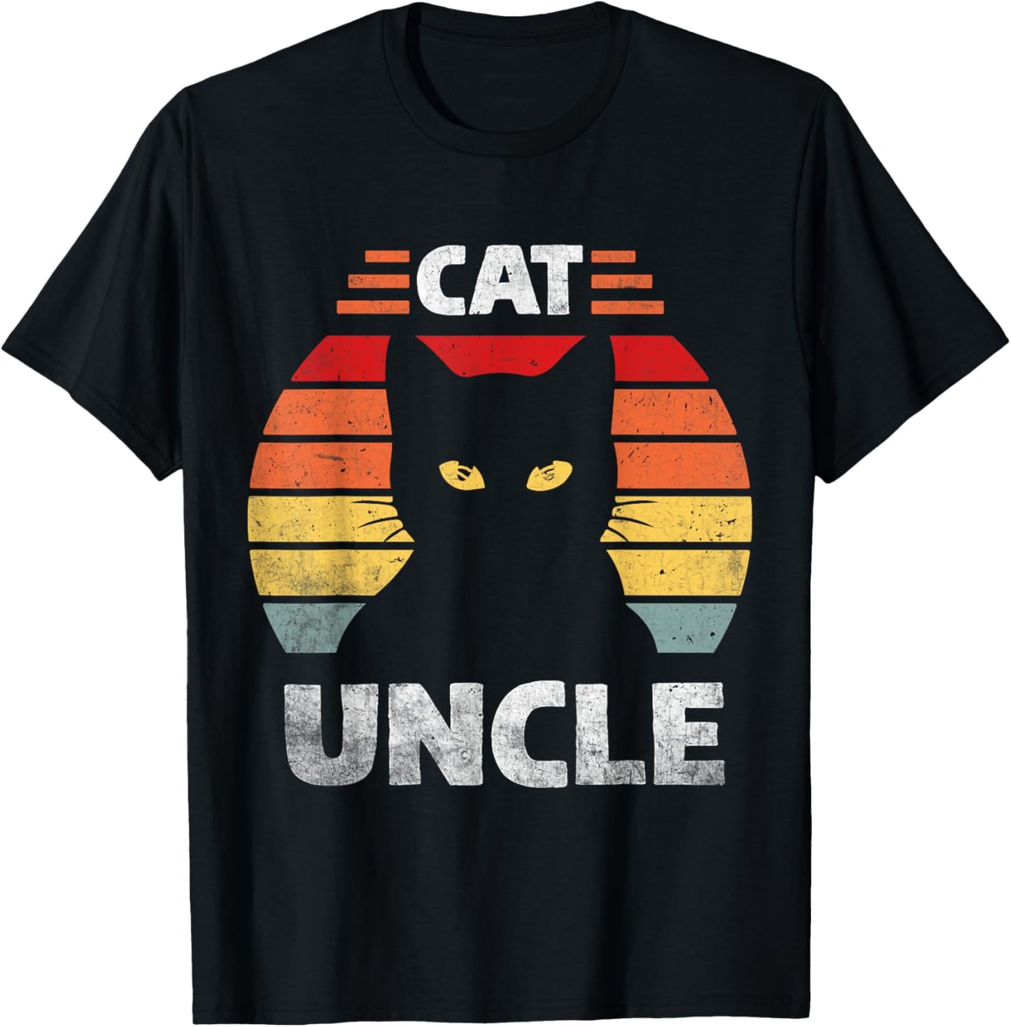 Cat Uncle Black Cat Men Cat Lover Retro Cat Themed Funn T-Shirt - T-Shirt | Black